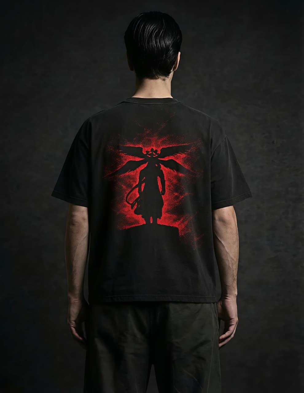 Velnor Fallen Seraph Oversized T-Shirt – Black & Red Graphic