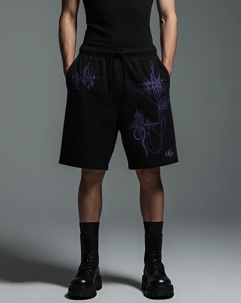 Nightshade Cyberpunk Graphic Shorts - Relaxed Fit