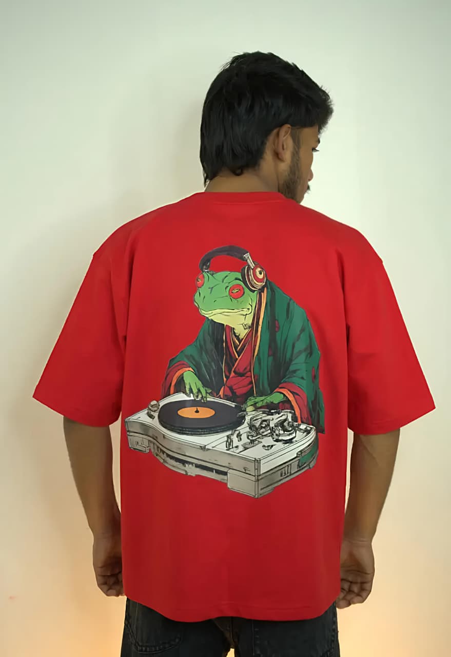 DJ Frog Graphic Oversized T-Shirt