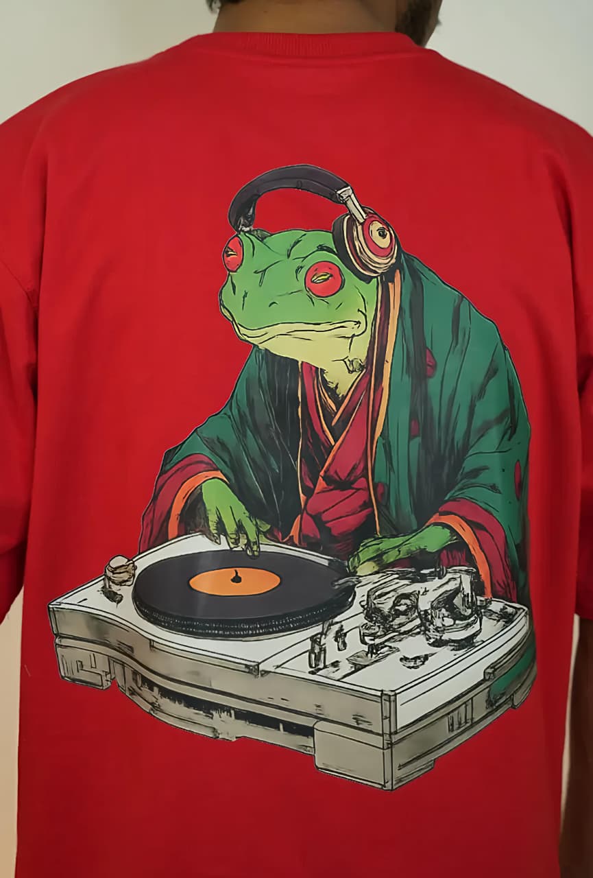 DJ Frog Graphic Oversized T-Shirt